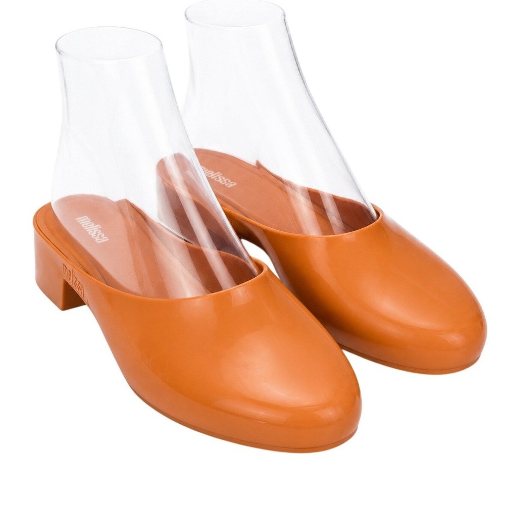 Melissa Zen Mule Clogs Orange Jelly PVC Slip-On Block Heel Shoes SKUW714